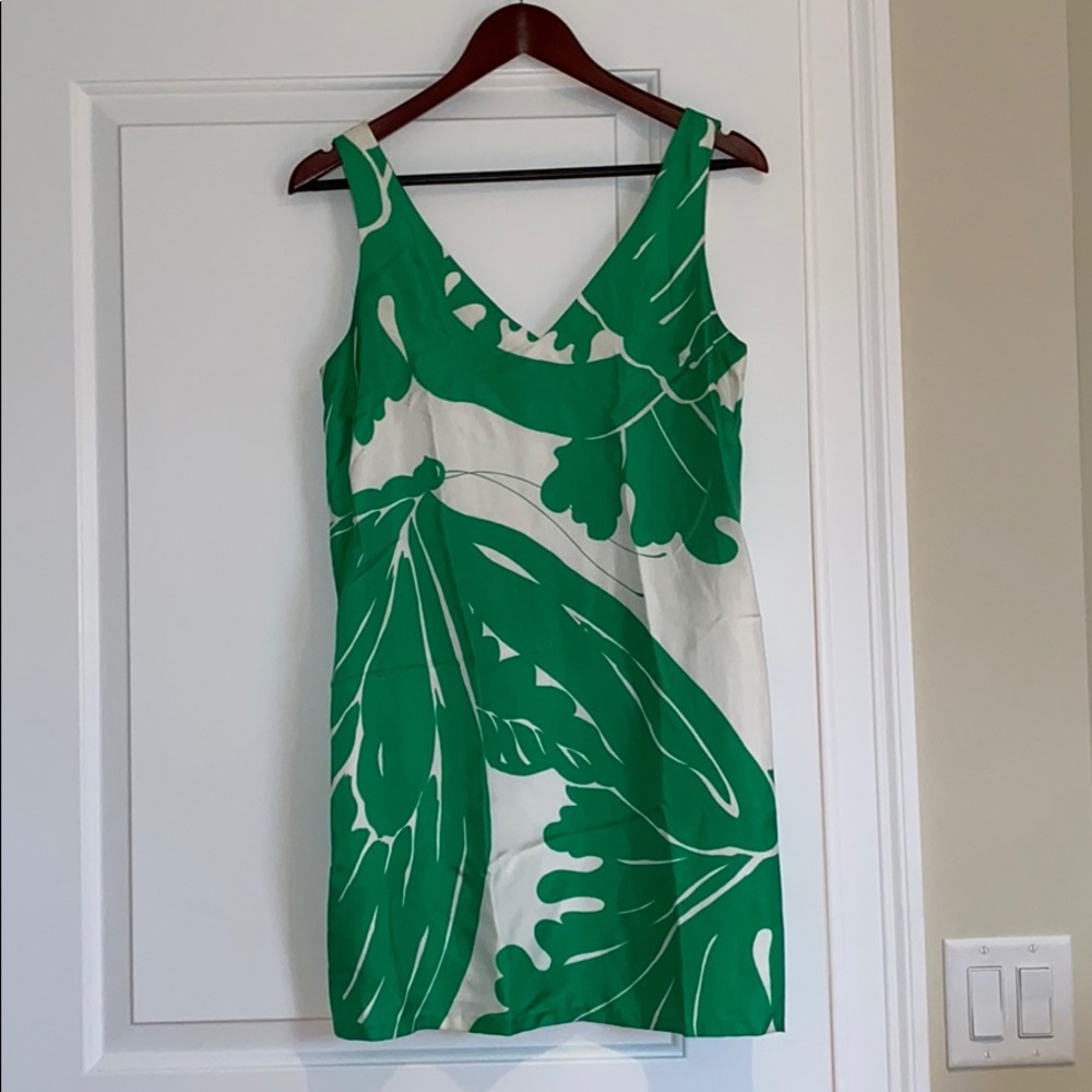 Tibi green silk sleeveless dress